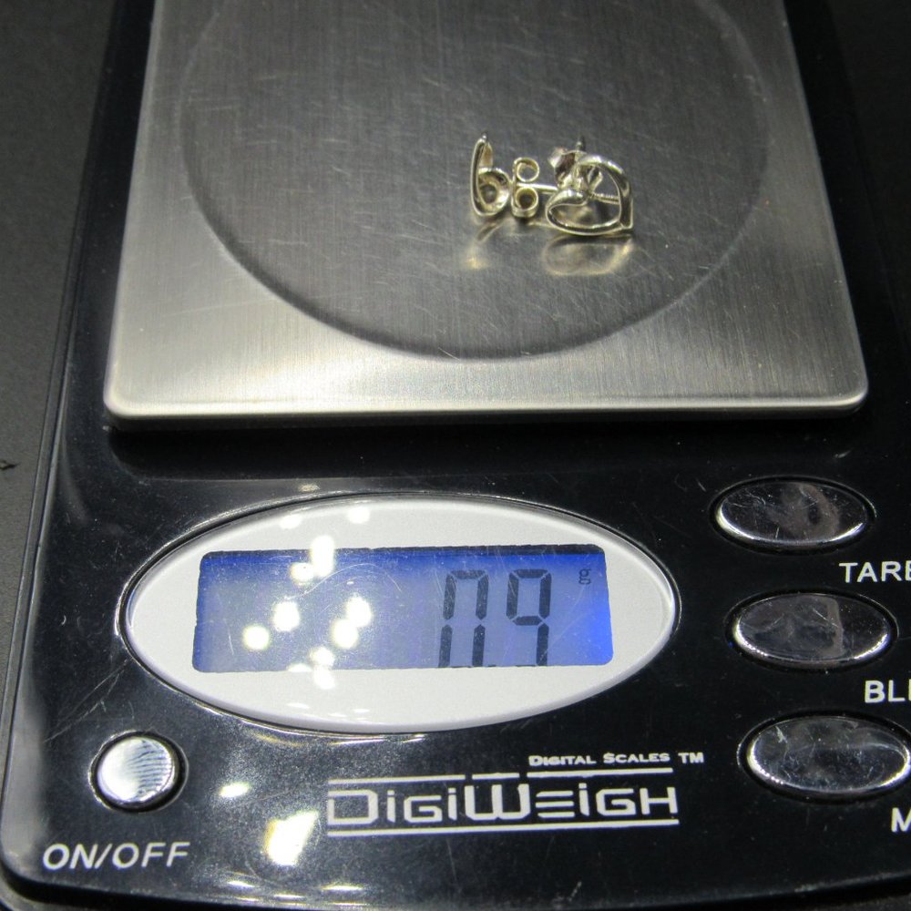 Sterling Tiny Cursive Heart Love Stud Earrings - image 7